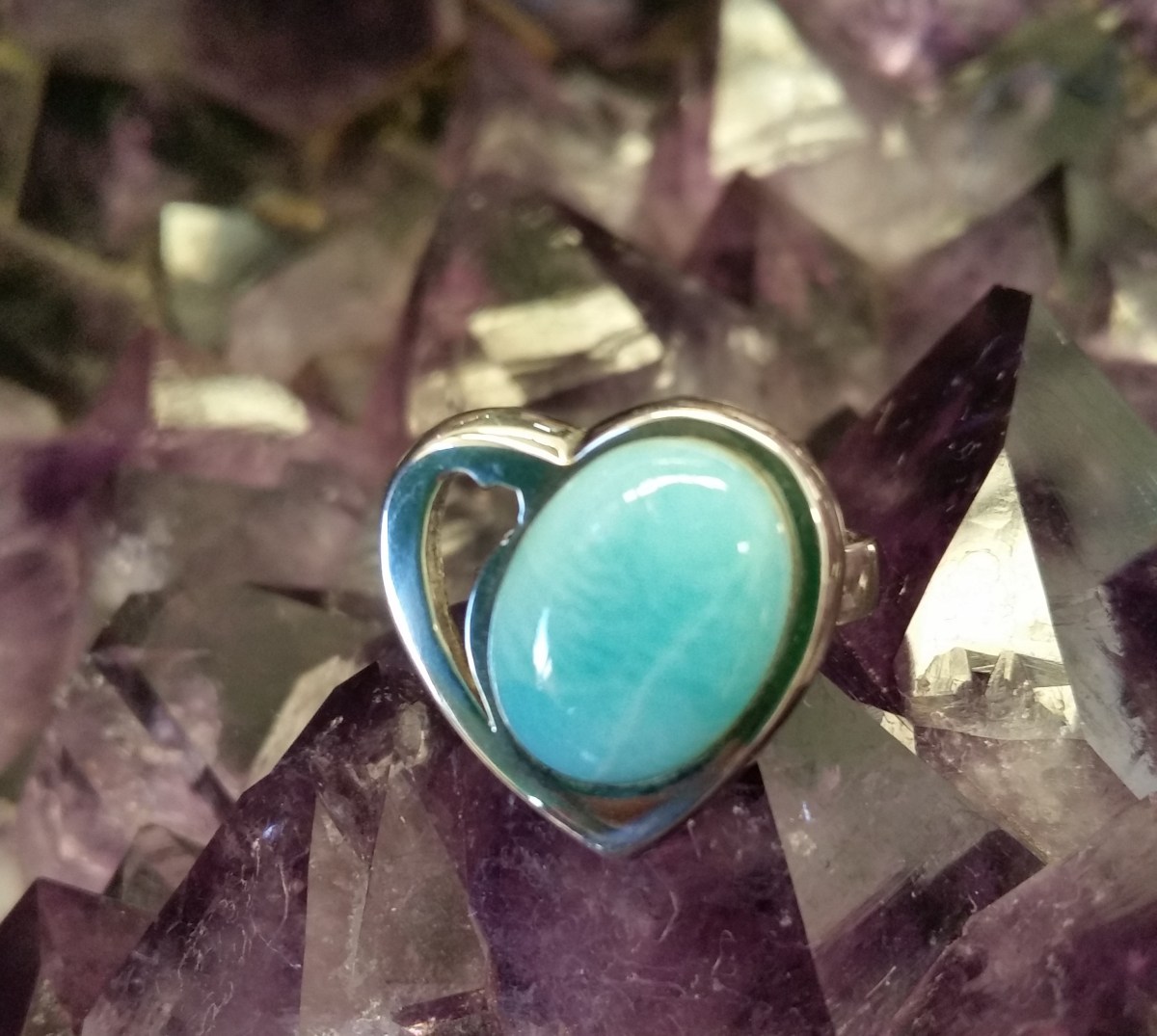 The large heart shaped Larimar ring.