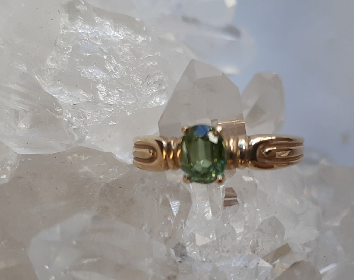 Green Sapphire ring Heart of the Bay Crystals Byron Bay