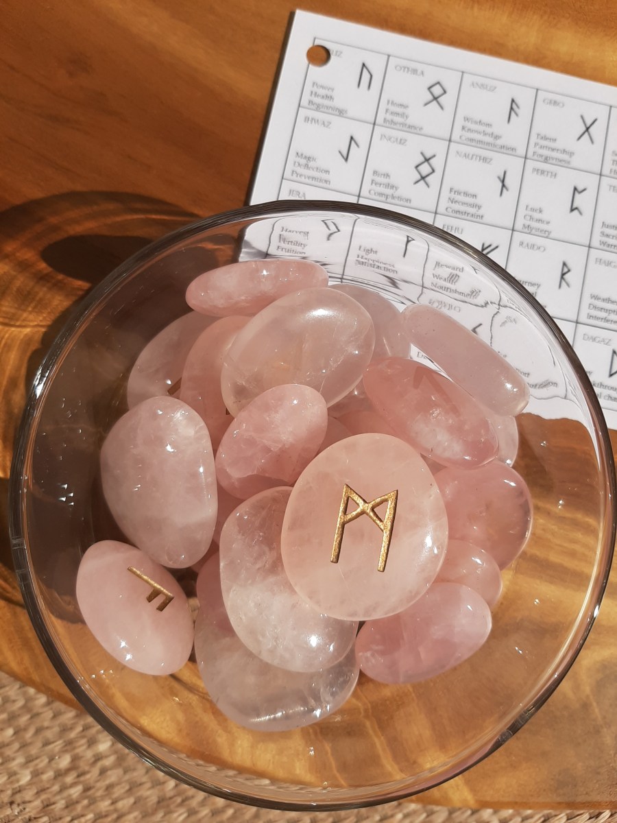 Rose Quartz Crystal Runes Heart of the Bay Byron Bay Crystals